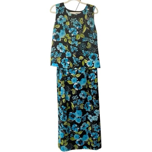 CASUAL CORNER ANNEX Floral Sleeveless Blouse Top & Midi Skirt Set Women Size 8/M - Picture 1 of 12